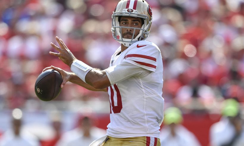 San Francisco 49ers Jimmy Garoppolo looks to clinch the top seed in the NFC, where we have them in our playoff predictions